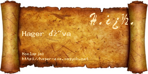 Hager Éva névjegykártya